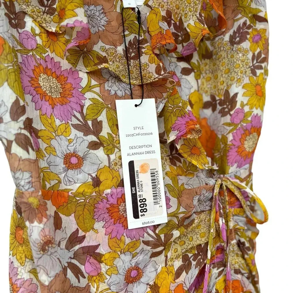 NWT Veronica Beard Silk Chiffon Alannah Dress in Orange Self Size XS - Picture 13 of 15
